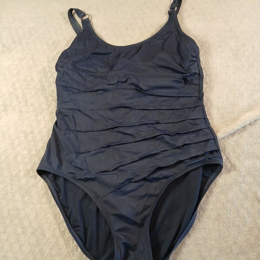 Calvin Klein Womens Full Piece Bathing Suit Size 14 Navy Blue